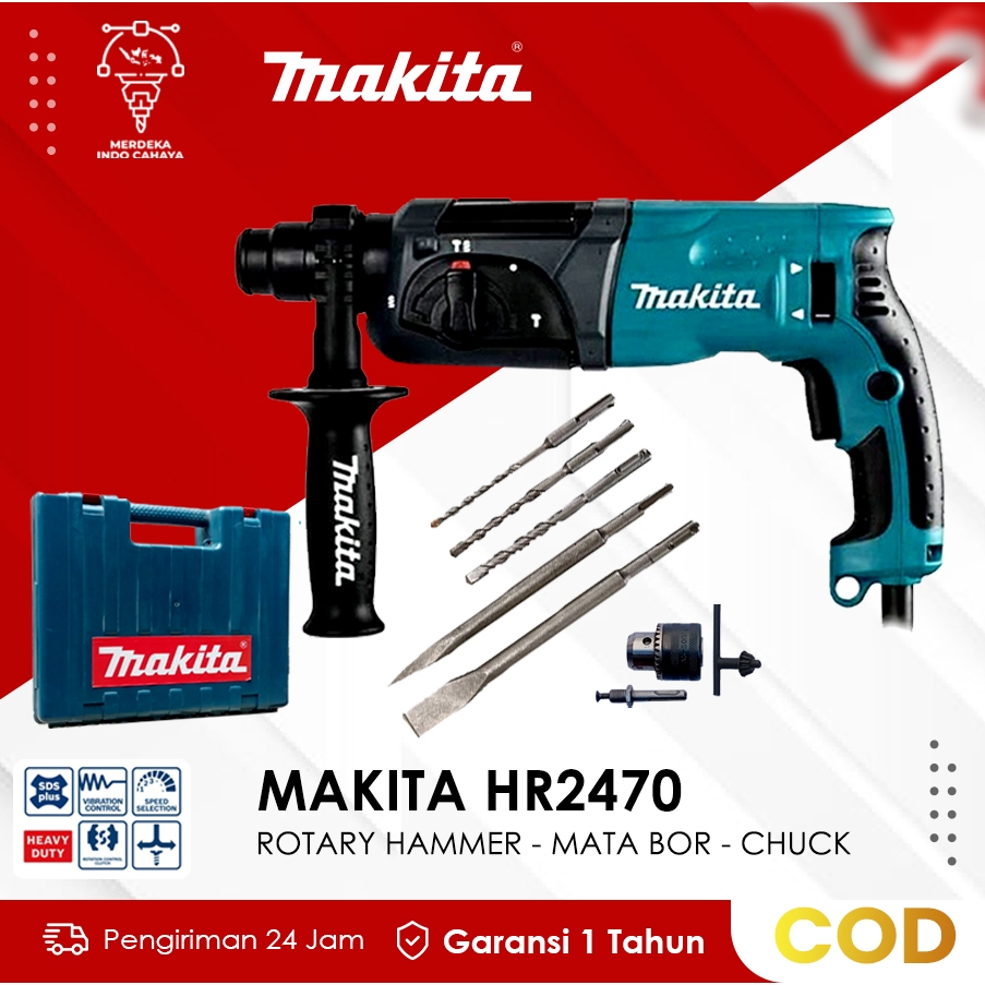 PROMO TERMURAH Bor SDS Makita HR 2470 Rotary Hammer  (Bor Drill) (New 100%)