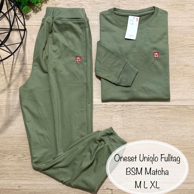 Obral Irit Oneset Uniqlo Setelan Sweater Uniqloon Wanita Setelan Olahraga Switer Jogger Seragam Sena