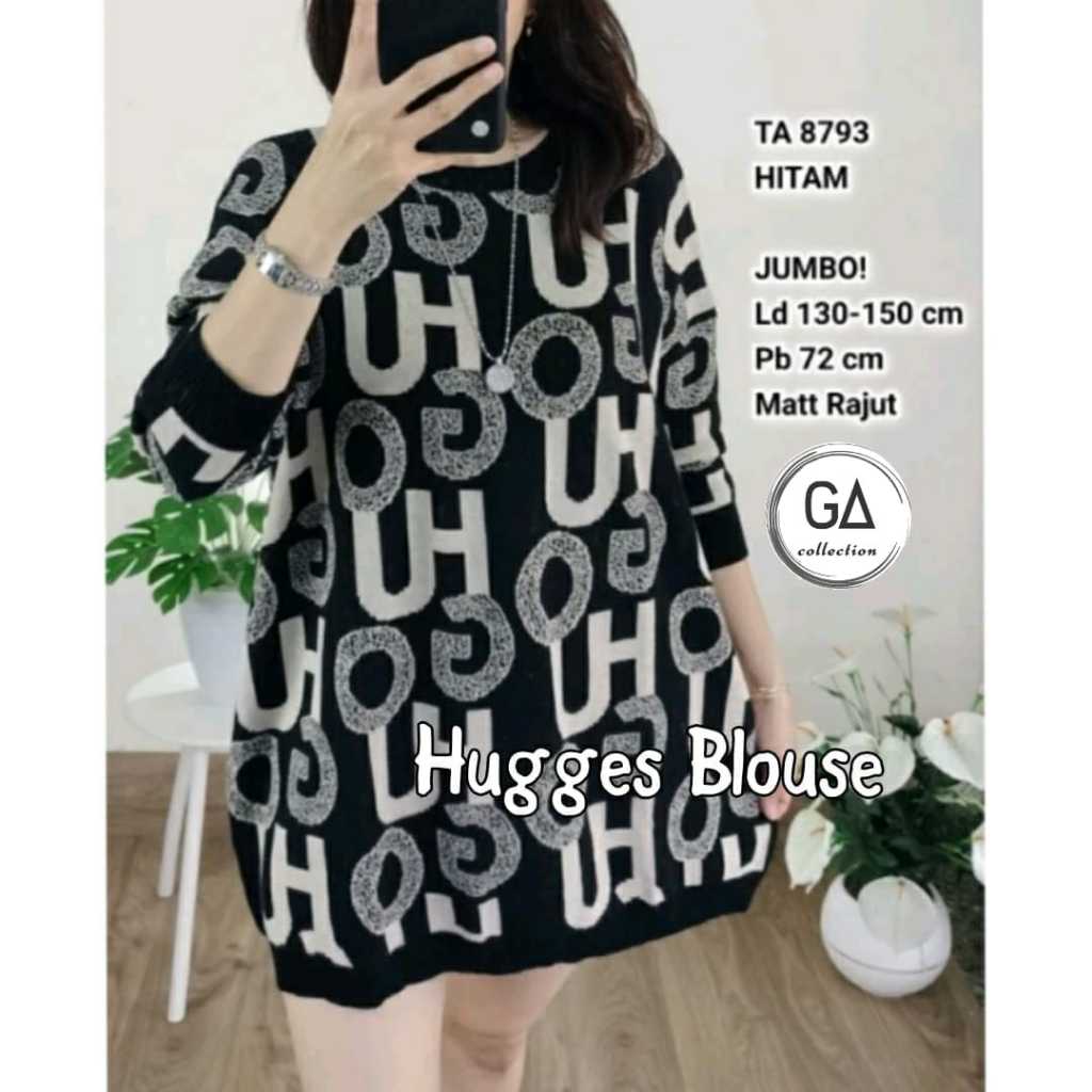 BLOUSE RAJUT WANITA JUMBO KOREAN STYLE IMPORT PREMIUM BAJU ATASAN JUMBO BLOUSE WANITA KOREAN STYLE M