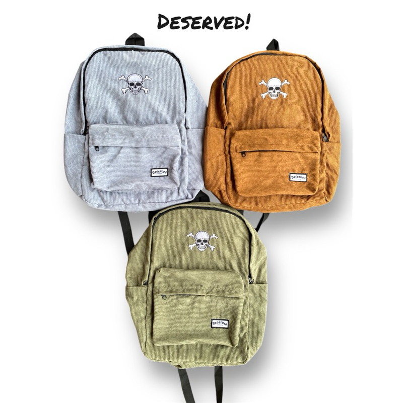 Deserved- Tas sekolah corduroy / Tas backpack corduroy reworked premium/Tas sekolah pria wanita