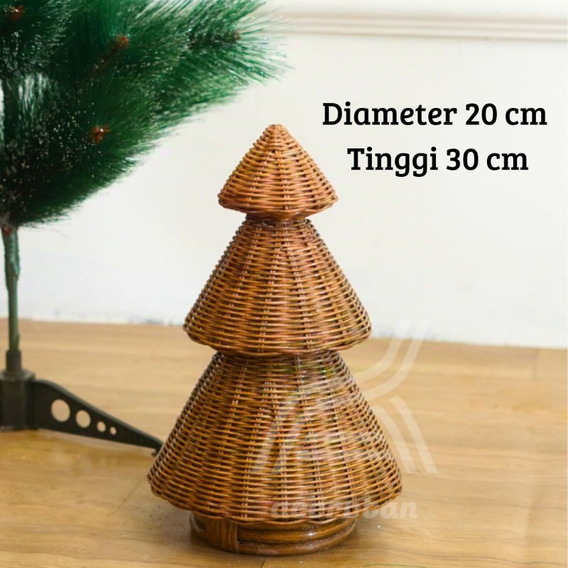 Miniatur Pohon Pinus Natal Rotan Diameter 20 cm Tinggi 30 cm