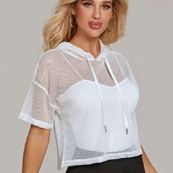 Kaos Hoodie Jaring Olahraga Blose Jaring 3/4 Kaos Hoodie Jaring Sport Korean Style