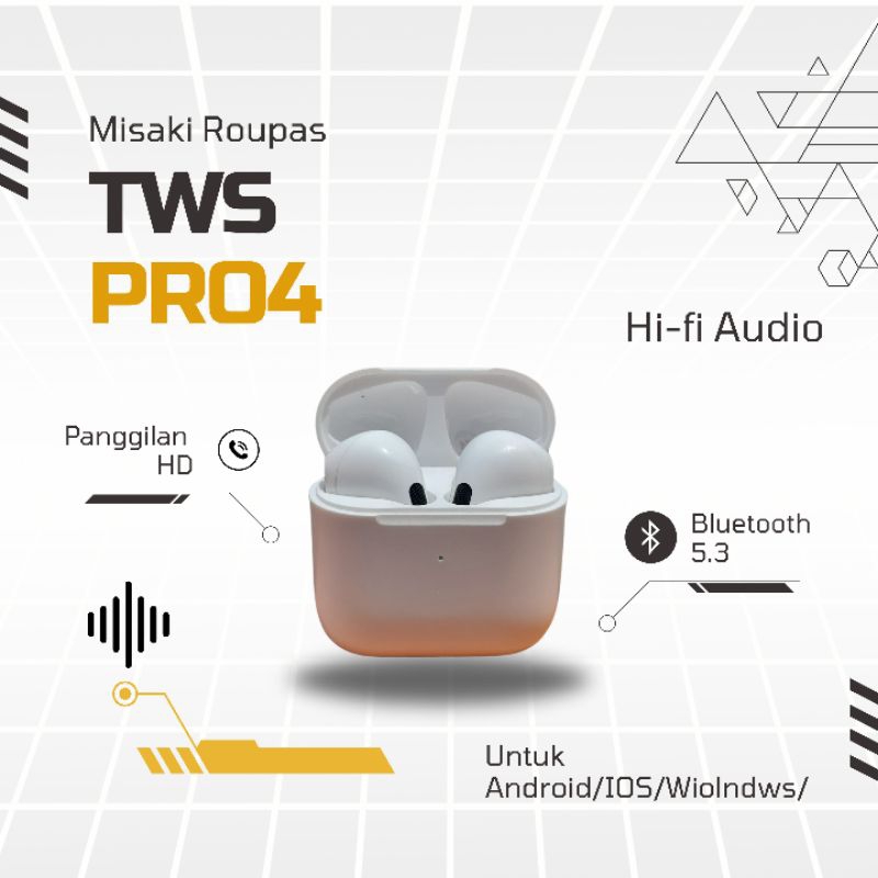 AIRS Headset Bluetooth TWS Pro4 Wireless Earphone 100% Original Pengurangan Kebisingan