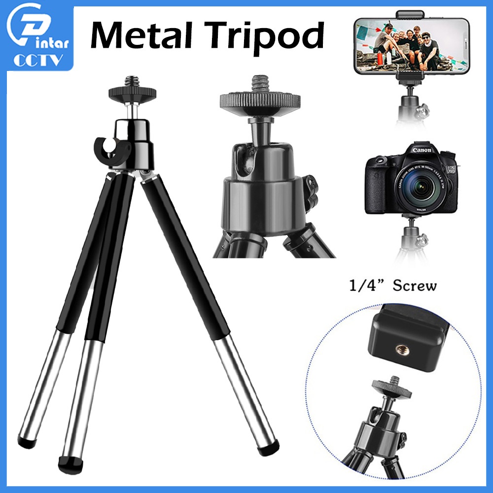 Aluminum Alloy Table Tripod Mini Tripod Metal with handphone Holder Clip For HP Camera Tripod Stand