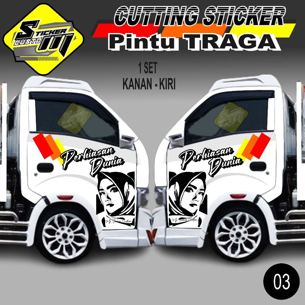 CUTTING STICKER PINTU SAMPING MOBIL PICKUP TRAGA  ,ELF DLL CAPLIN  03