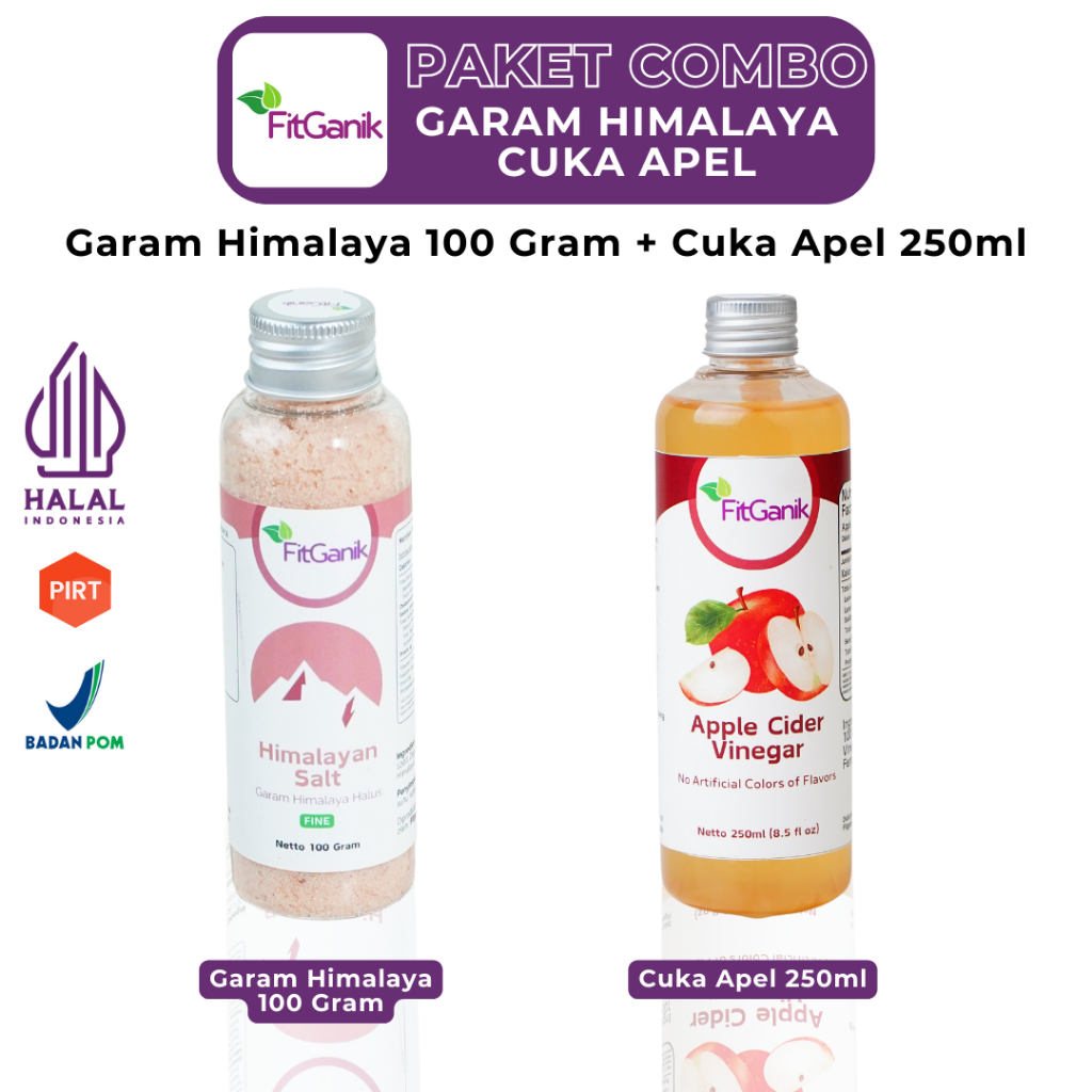 

FITGANIK - Paket Garam Himalaya 100 Gram + Cuka Apel 250 ML