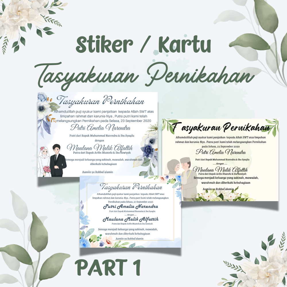 PART 1/Stiker Tasyakuran Pernikahan/isi 20pcs/KARTU Tasyakuran nikah/kartu walimah nikah/walimatul u