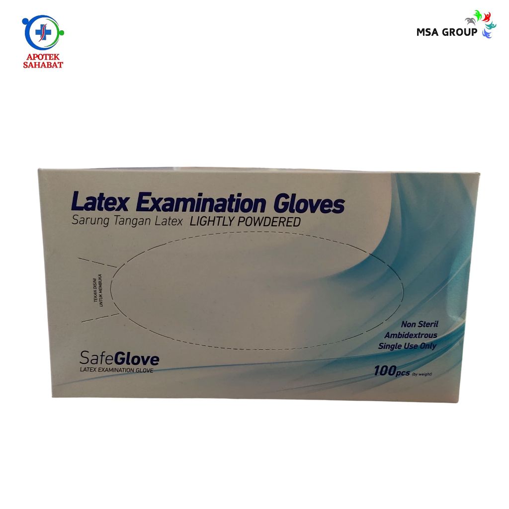 Sarung Tangan Medis Karet Latex Examination Gloves Safeglove Onemed Maxter Powder Bedak 1 Box isi 10
