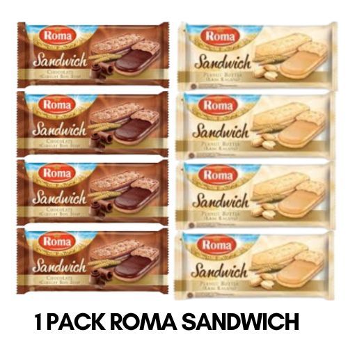 

1 PACK ROMA SANDWICH KACANG / COKLAT 1 PACK ISI 7PCS