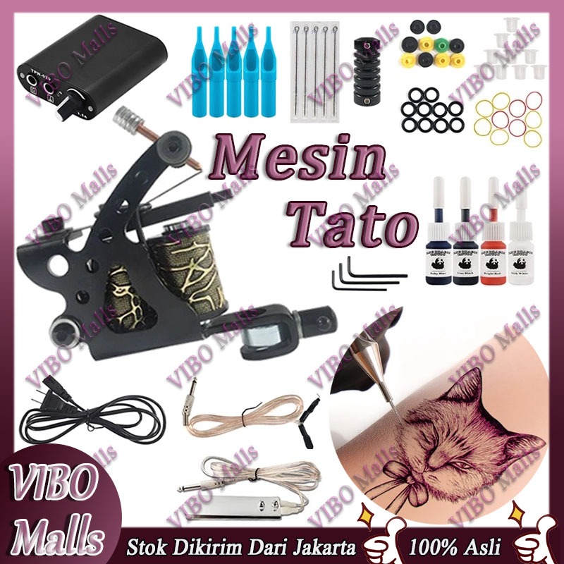 【Kapal 24 Jam/COD】 (set lengkap) Peralatan tato Mesin tato Mesin tato starter kit Kit tato untuk pem