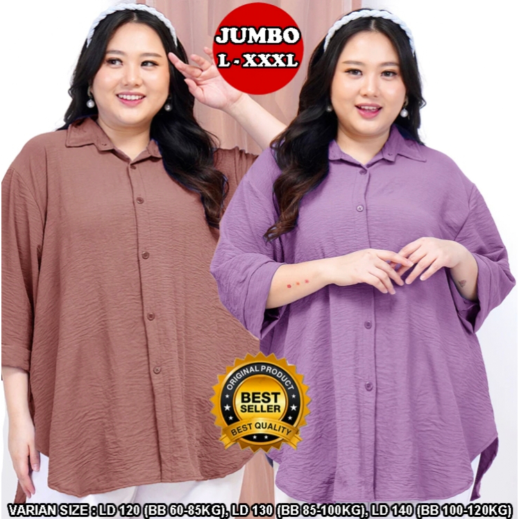 Kemeja Wanita Oversize Ld 120 Ld 130 Ld 140 - Blouse Jumbo Bigsize