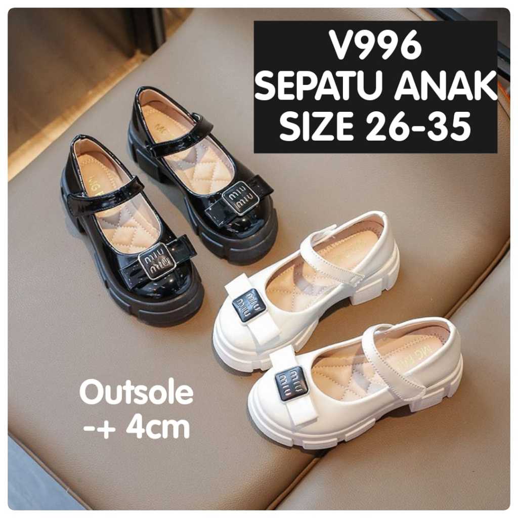 (LOLI-JKT) SP- V996 v997 SEPATU ANAK GLOSSY ANTI SLIP INSOLE -+ 4CM SIZE 26-35 DJL1