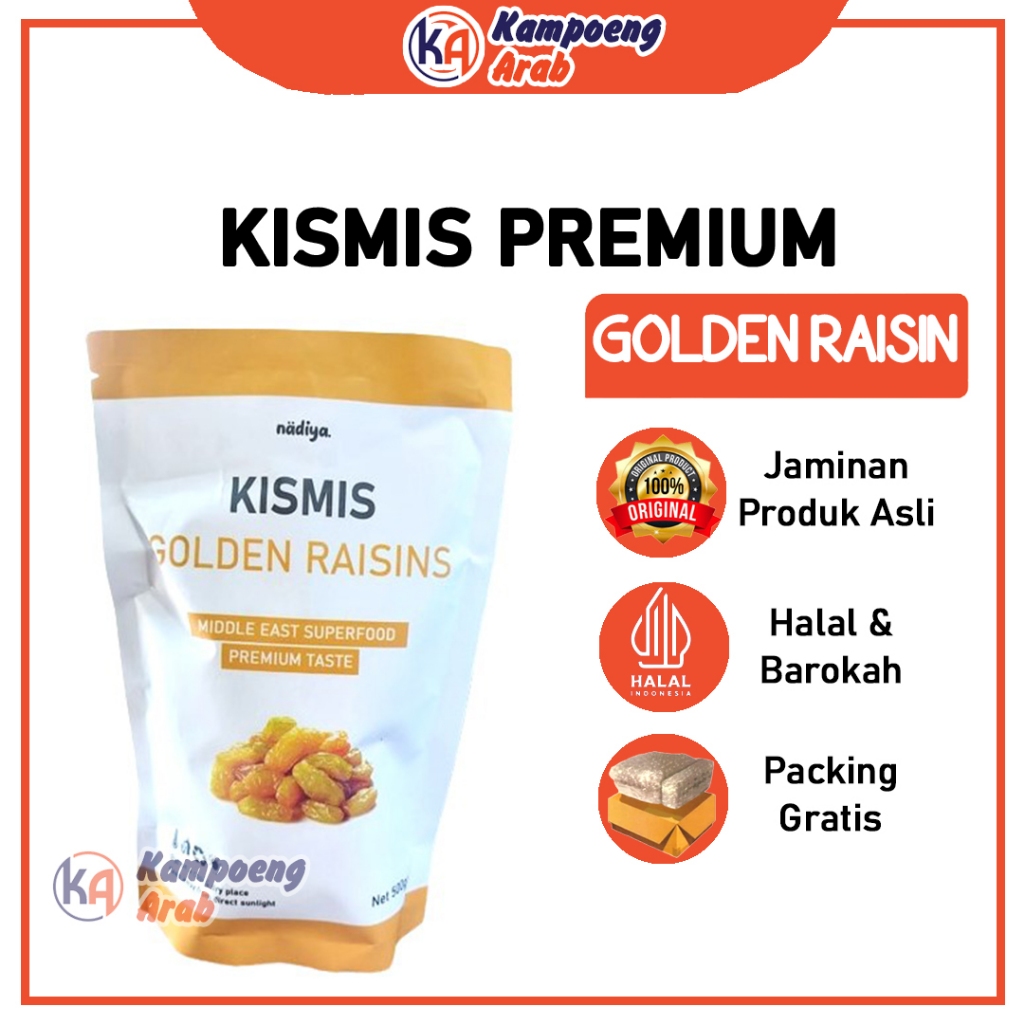 

Nadiya KISMIS 1Kg Golden Raisins Premium Asam Manis Kualitas Terbaik Buah Kering Kaya Nutrisi Sehat