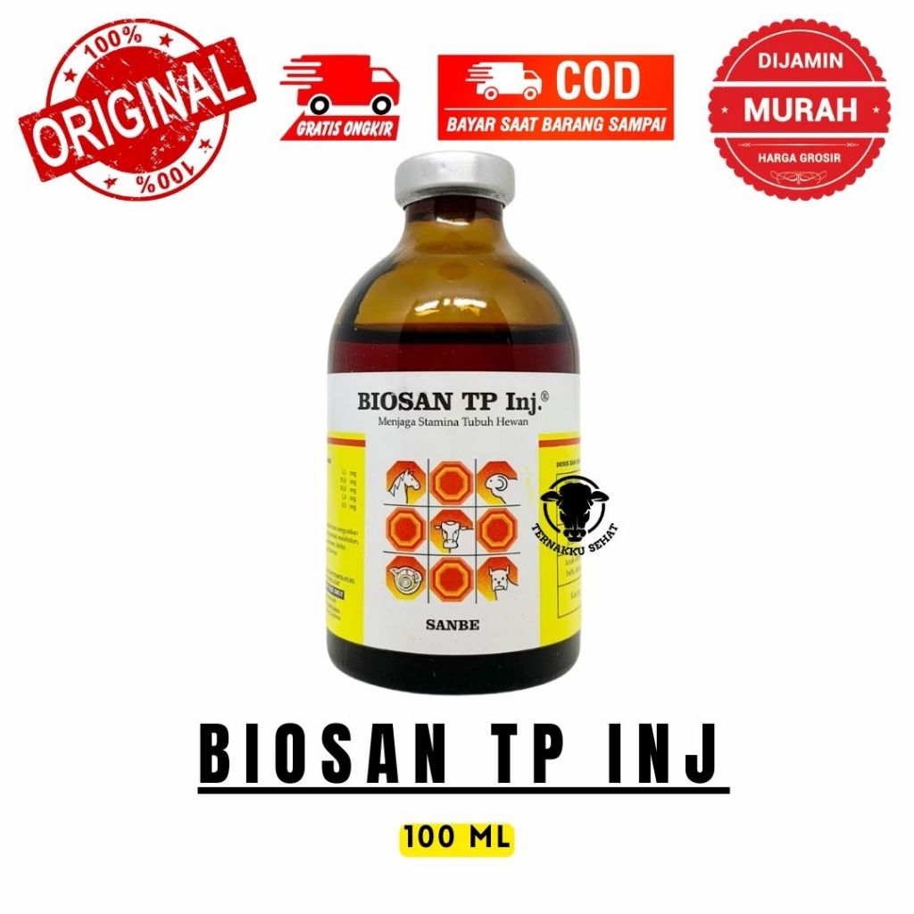 BIOSAN TP INJ 100 mL - Meningkatkan Stamina Daya Tahan Tubuh Hewan - Like Biopros Tp