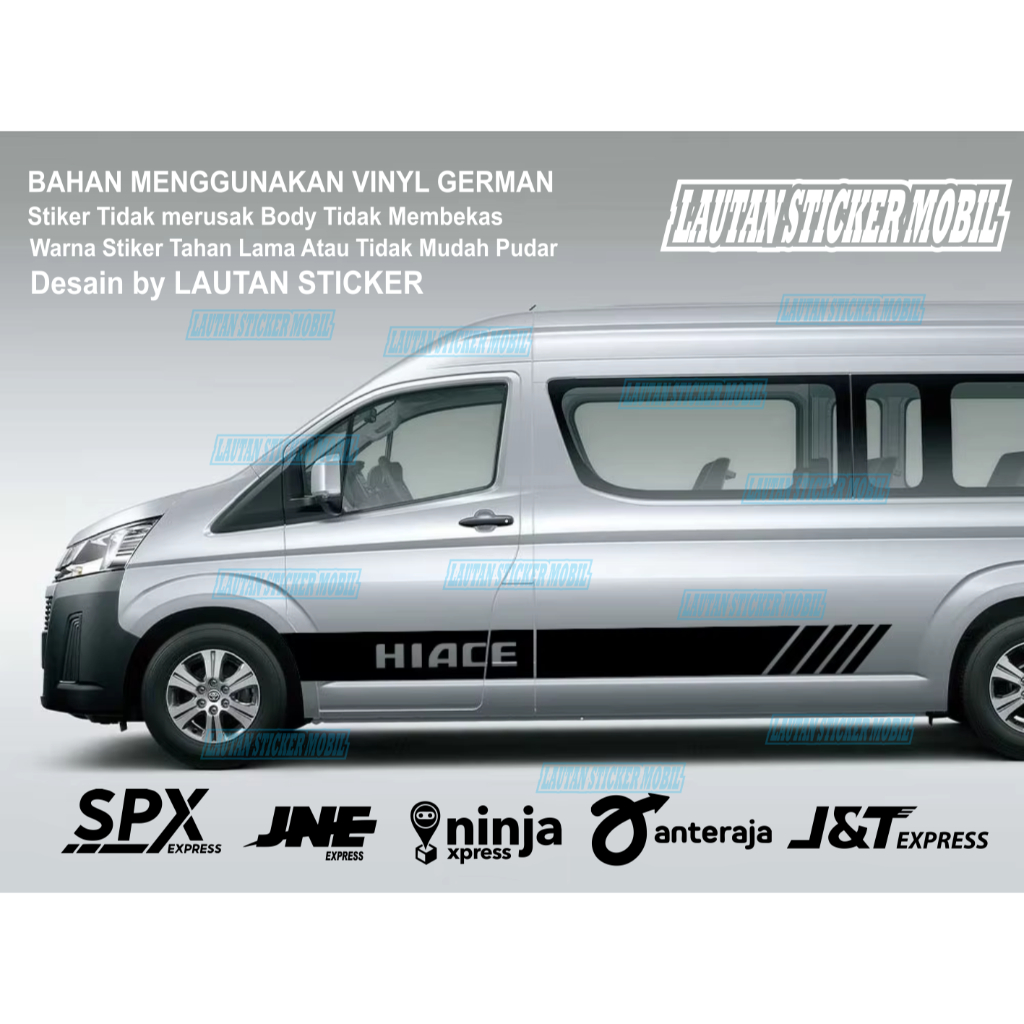 cutting sticker mobil hiace stiker list body samping mobil toyota hiace