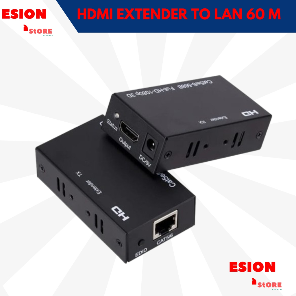 Hdmi extender 60m cat 5 / 5e / 6 / cat5 / cat6 hdmi to HDMI pake lan 60 meter / hdmi extender 60 met