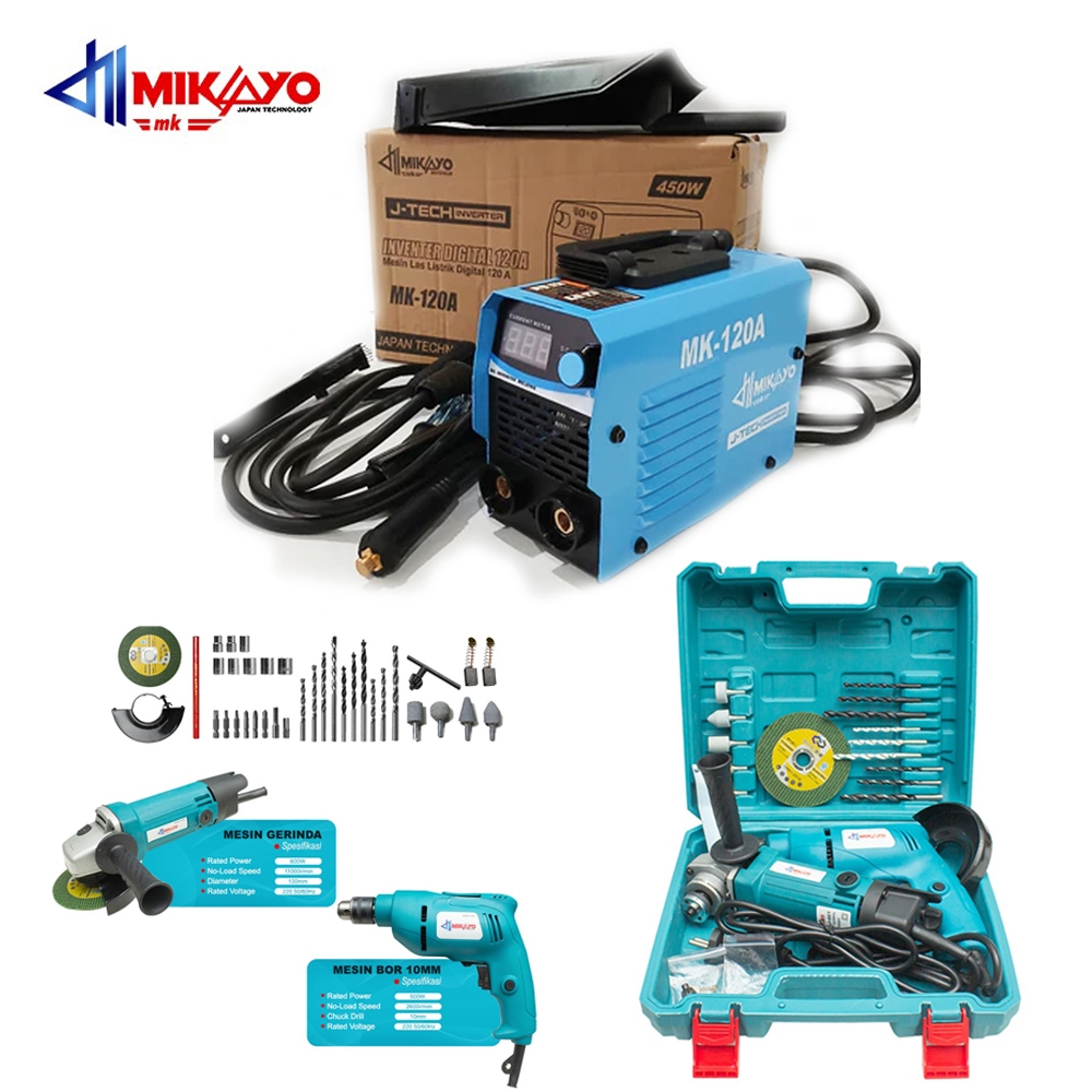 NEW PAKET MESIN LAS GENMARU 380 Watt GERINDA TANGAN 4" MAILTANK BOR 13MM MAILTANK SH-11  BOLAK BALIK