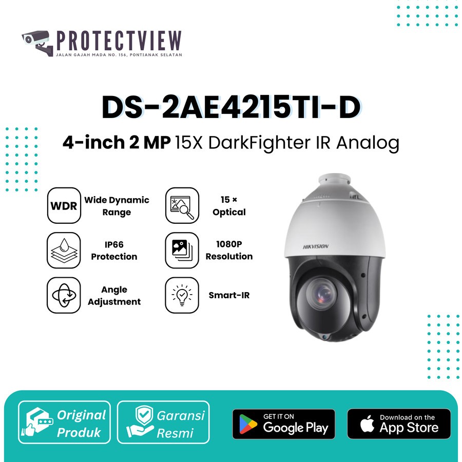 Hikvision DS-2AE4215TI-D 2MP ANALOG PTZ CAMERA 15X ZOOM DarkFighter IR Speed Dome