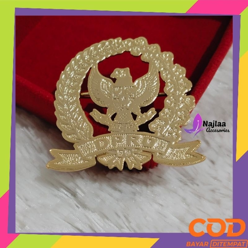 Pin bros DPRD Pusat Logo GARUDA Warna GOLD  Magnet/Peniti