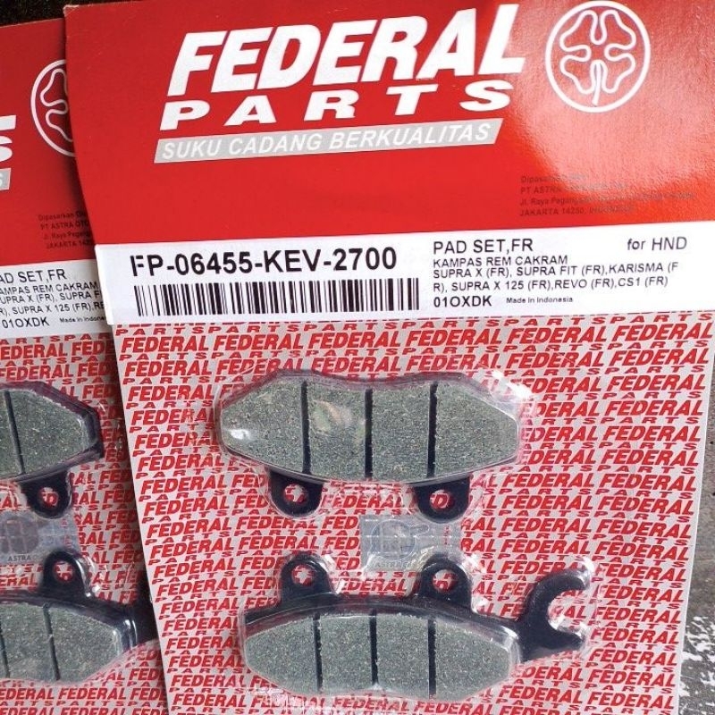 Kampas rem depan FEDERAL DEPAN CAKRAM untuk motor all Supra x,Supra fit kharisma