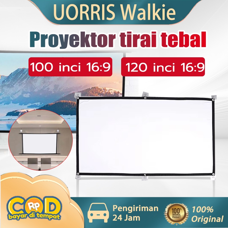 【READY YA】Kain Layar Proyektor HD Lipat Portabel/Anti-light Ambient Screen Curtain/Kain Layar Proyek