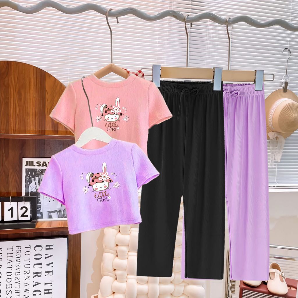 Setelan Baju Crop Kulot Panjang Anak Perempuan Usia 1 Sampai 12 Tahun