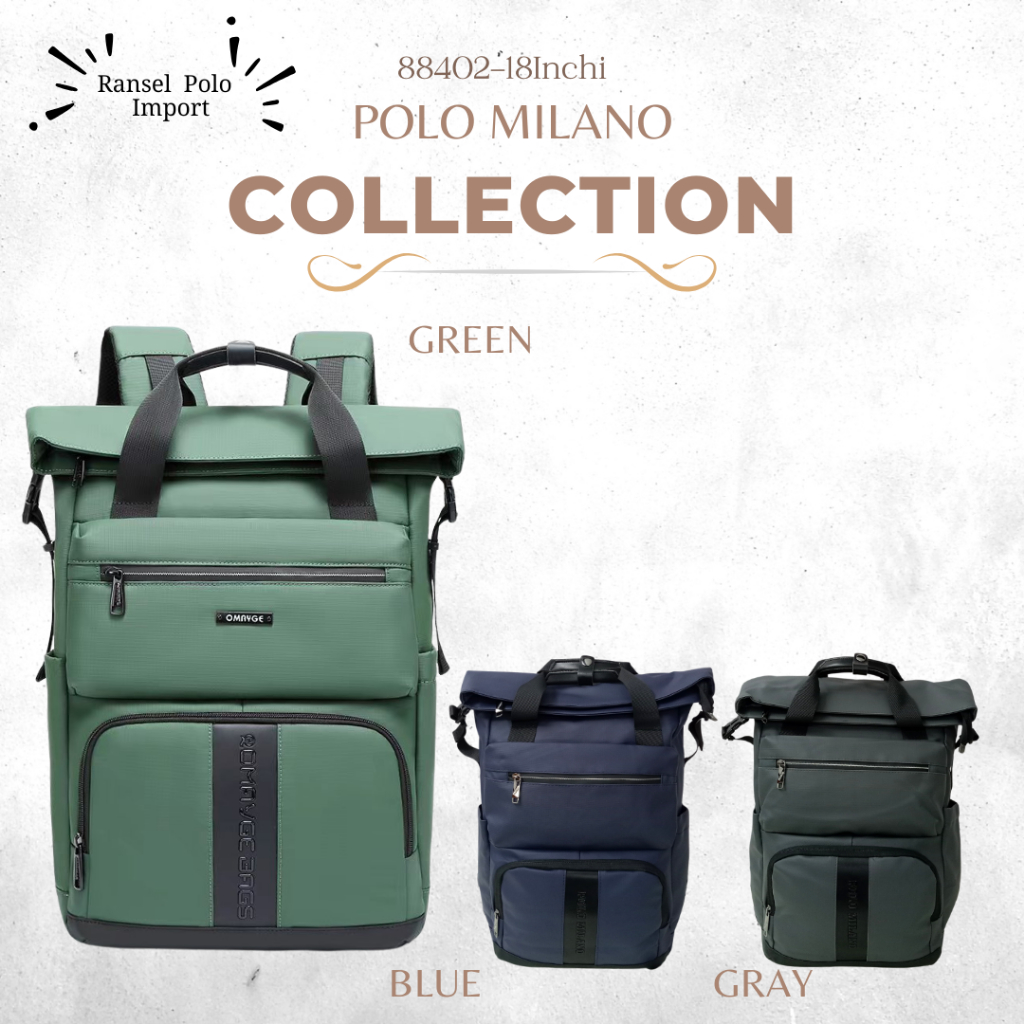 Tas Ransel Import POLO MILANO 88402 ORIGINAL Ransel Anti Air 18inchi