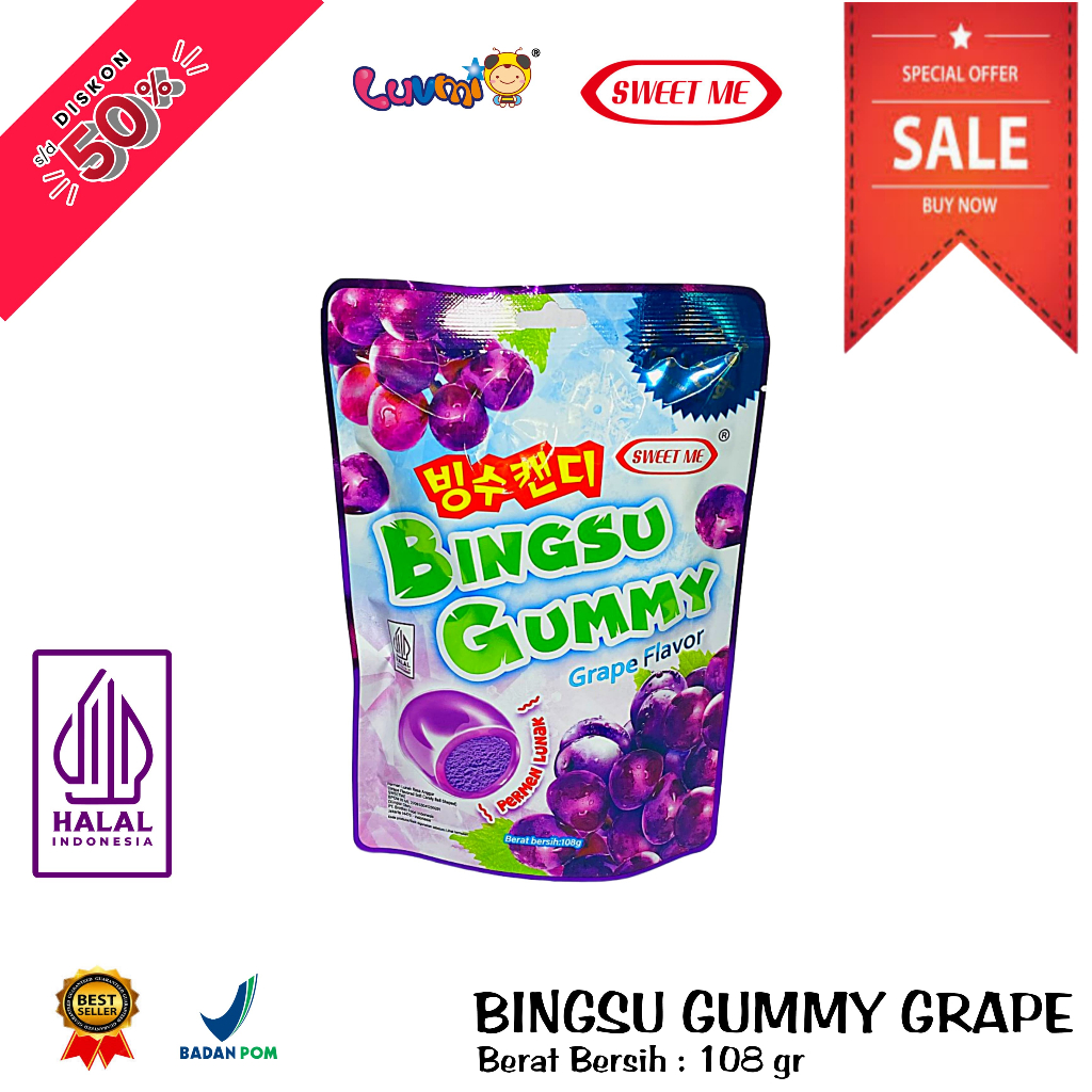 

[ SWEET ME ] PERMEN LUNAK BINGSU GUMMY I PERMEN ANEKA RASA BUAH I GRAPE FLAVOR | MANGO FLAVOR | VIRAL