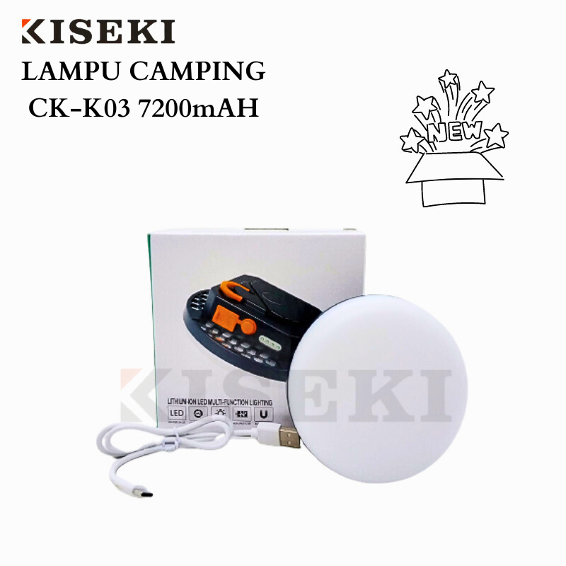 Kiseki Lampu Camping LED CK-K03 7200mAH Kapasitas Baterai 60*0,5W LED Module Dapat Digunakan Sebagai