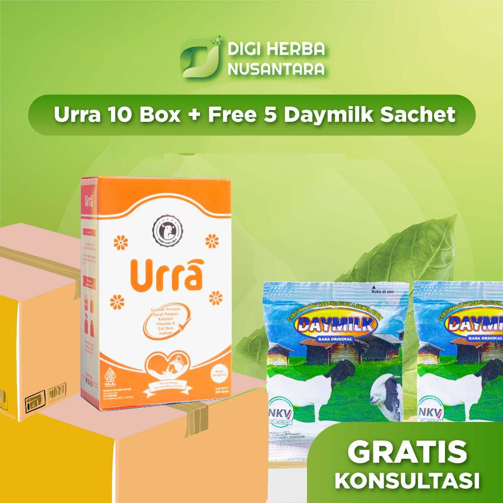 

URRA Susu Kambing Saneen Untuk Penambah Berat Badan & Tinggi Badan Anak - 10 Box (Free 5 Daymilk Sachet)