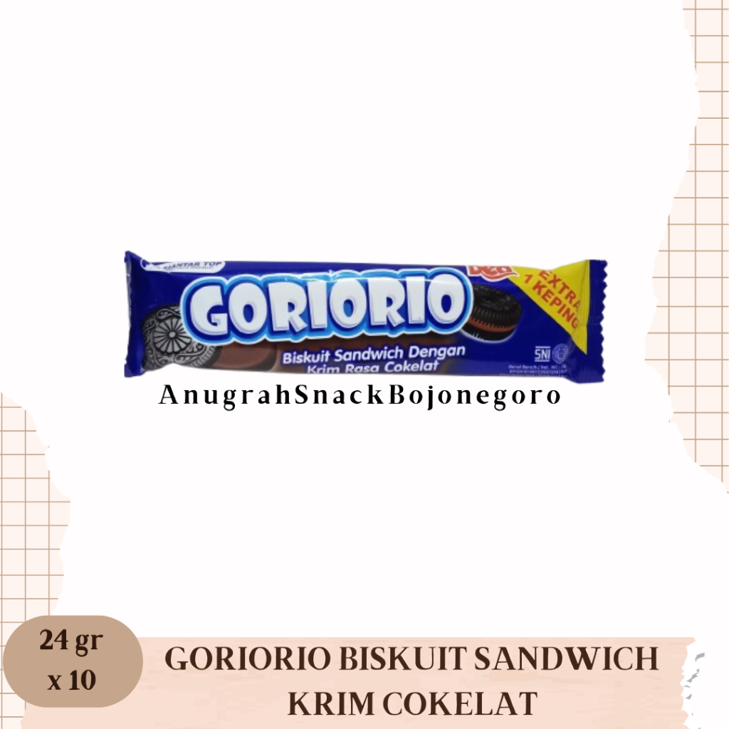 

Goriorio Biskuit Sandwich Krim Cokelat Renceng 24gr x 10