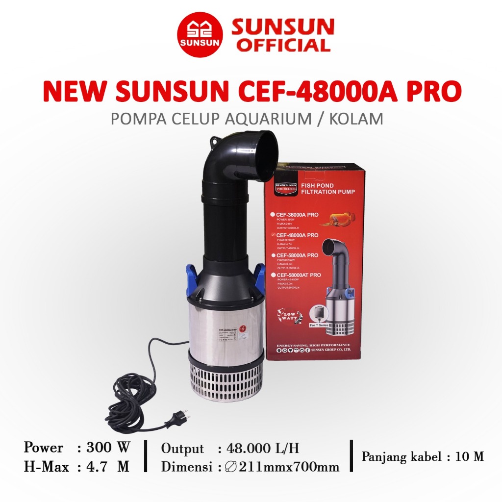 NEW SUNSUN CEF 48000 A PRO Water Pump Kolam Aquarium Dengan Pipa