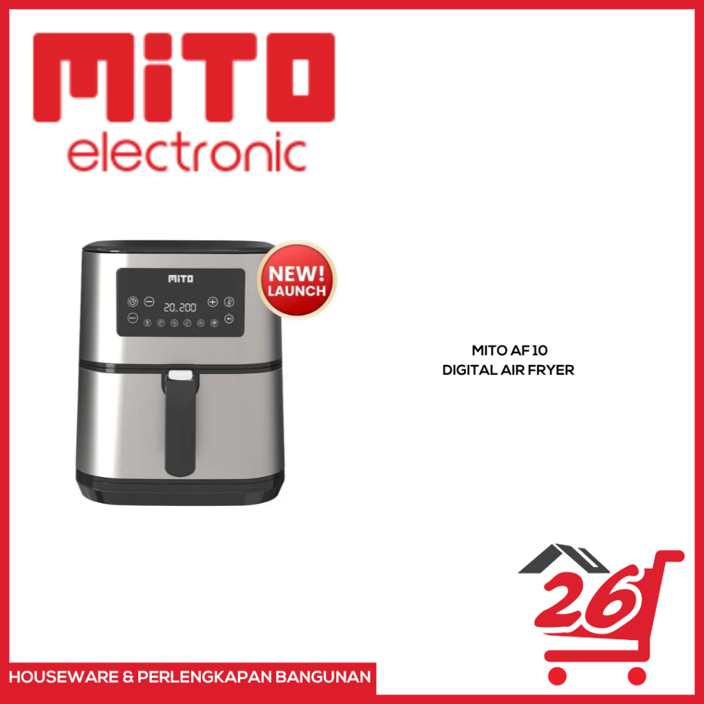 MITO MITOCHIBA Digital Air Fryer AF10 Touch Screen Low Watt 6 Liter