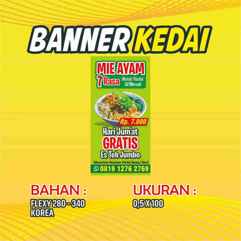 Spanduk Banner Kedai/ Banner Kedai Makan/ Free Desain/ Spanduk Kedai Makanan