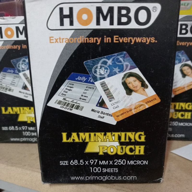 

HOMBO Laminating Pouch size 68.5 x 97mm x 250micron