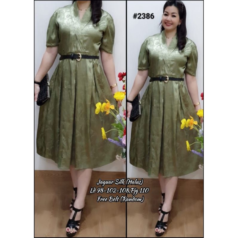 Blazer Dres Silk Motif 2386 Hijau untuk Wanita - Casual