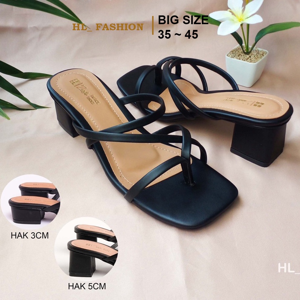 Sandal Wanita Tali Big size 41 - 45 Sendal Wanita Heels Pesta Model Hak Tahu Ukuran Besar Jumbo