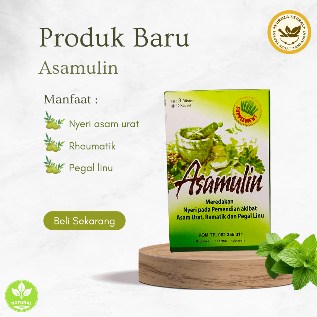 

ASAMULIN Herbal Nyeri Sendi Tulang Asam Urat Asli Isi 30 Kapsul (3 STRIP) berkhasiat
