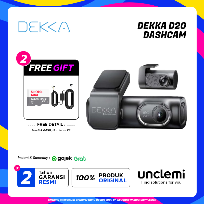 Dashcam DEKKA D20 2K Dual Camera Dashcam Memory Included