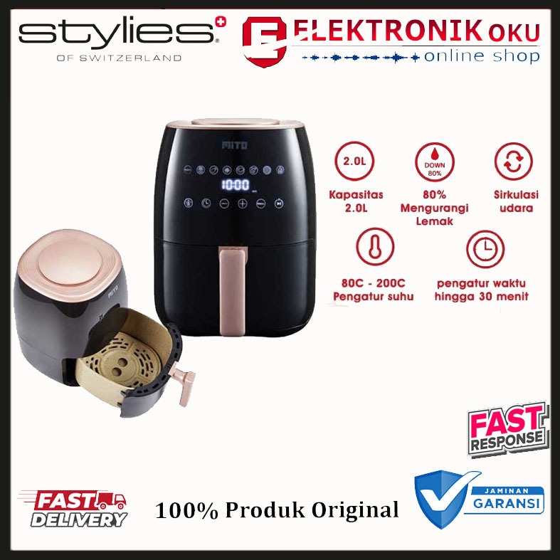 Styliess Of Switzerland AIR FRYER 2.0 LITER MENGGORENG TANPA MINYAK GARANSI RESMI