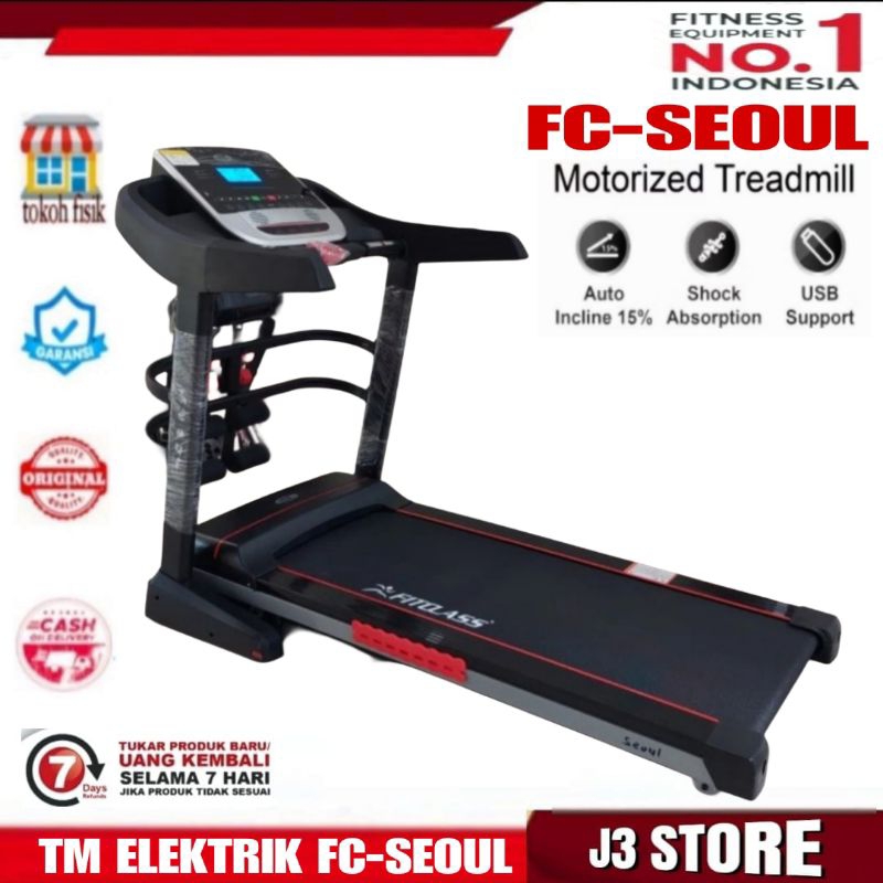 Fitclass-Alat Fitness Treadmill Elektrik Fc-Seoul(Original)Treadmil 5 Pungsi Dinamo Power 2.5Hp