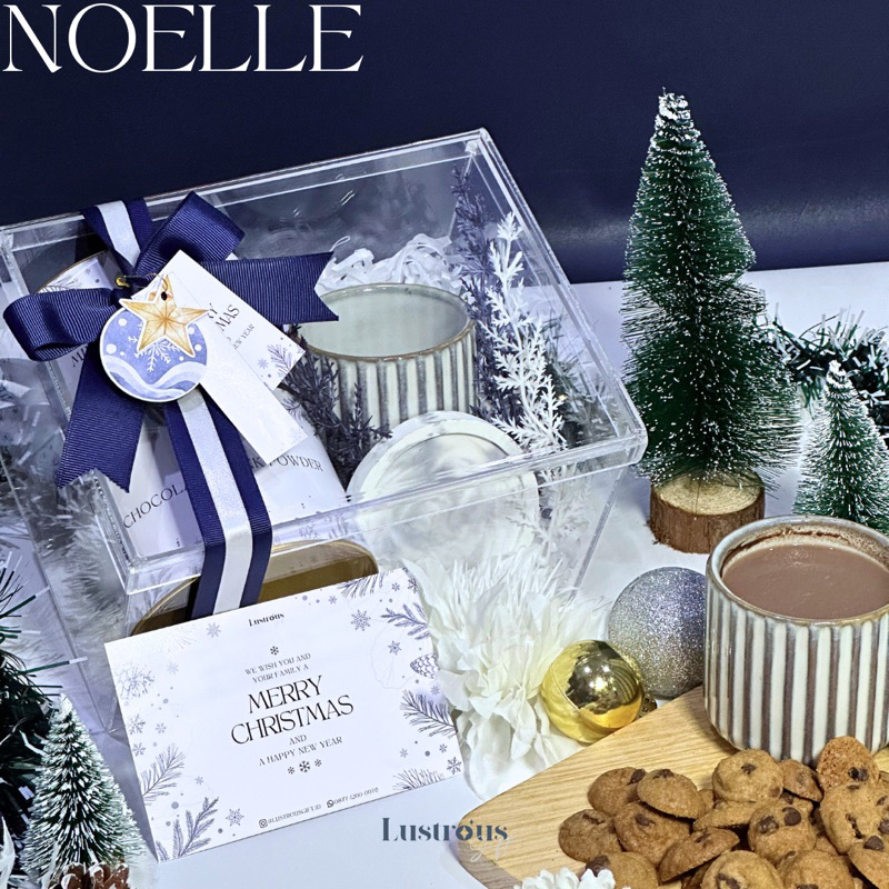 

NOELLE Package Christmas Gift Hampers Natal Acrylic box kotak akrilik mini chocolate chip cookies hot chocolate powder gelas japanesse artisan cup