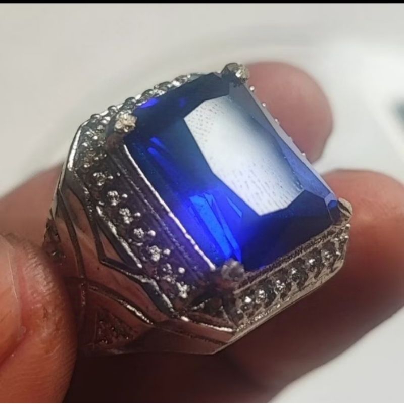 cincin batu blue king safir cutting kotak