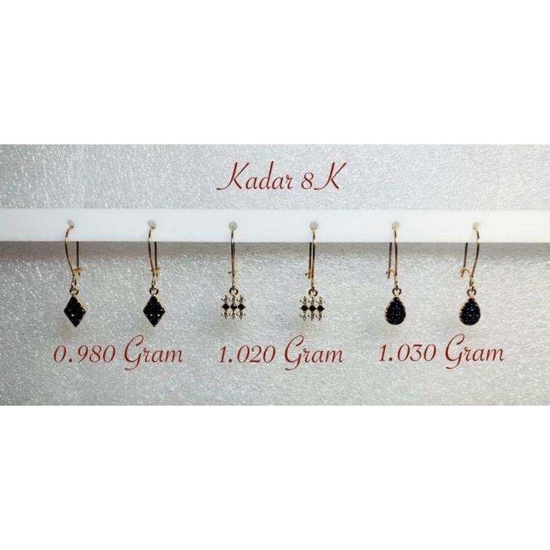 ANTING EMAS FASHION BATU HITAM KADAR 8K