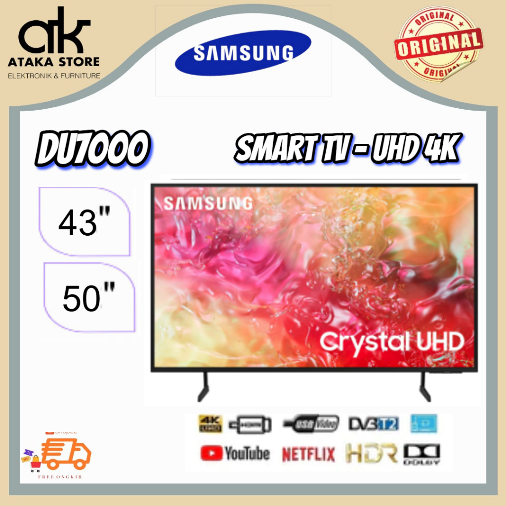 TV LED Samsung SMART TV 43INCH 43DU7000 / 50INCH 50DU7000  Android TV Samsung Crystal UHD 4K