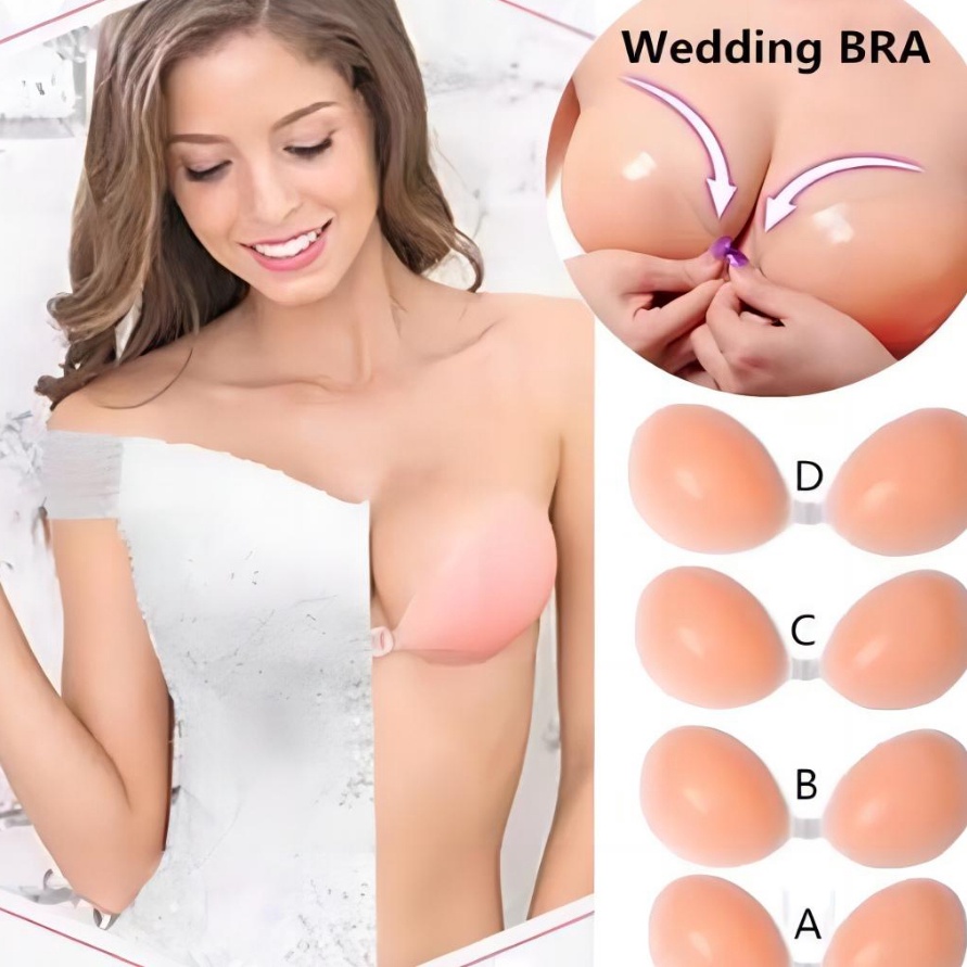 HJ6 Silikon Bra Tanpa Tali Bra Tempel  Bra Party  Bh Silicon Bra Wedding Invisible Push Up Bra Tebal