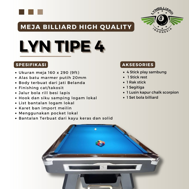 MEJA BILLIARD 9 FEET NEW HIGH QUALITY LYN TIPE 4 PRODUCK LOKAL STANDART IMPOR MEJA BILLIARD 9FEET BI