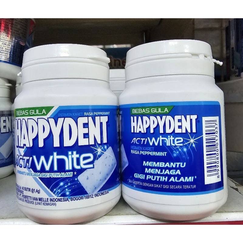 

Happydent Acti White Bebas Gula (Isi 40 Butir) - Permen Karet Rasa Peppermint