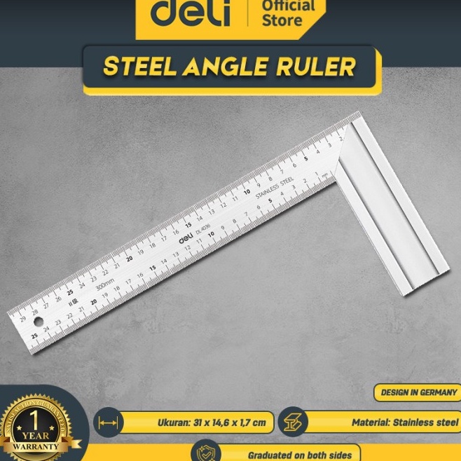 

Spesial Terbaru Deli Steel Angle RulerPenggaris Siku Tukang 3 cm Stainless Steel DL436 Alat Perkakas