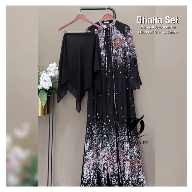 Ghaffa set hijab Baju gamis wanita muslim terbaru gamis putih hitam jumbo